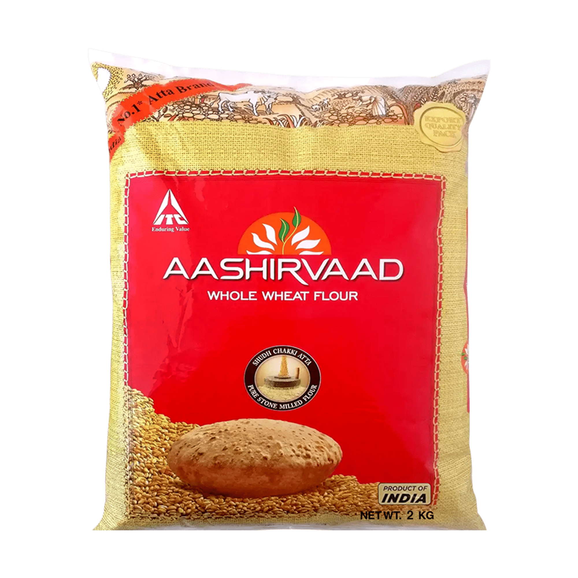 Aashirvaad - 2kg Chakki Atta (Export Pack) Whole Wheat Flour