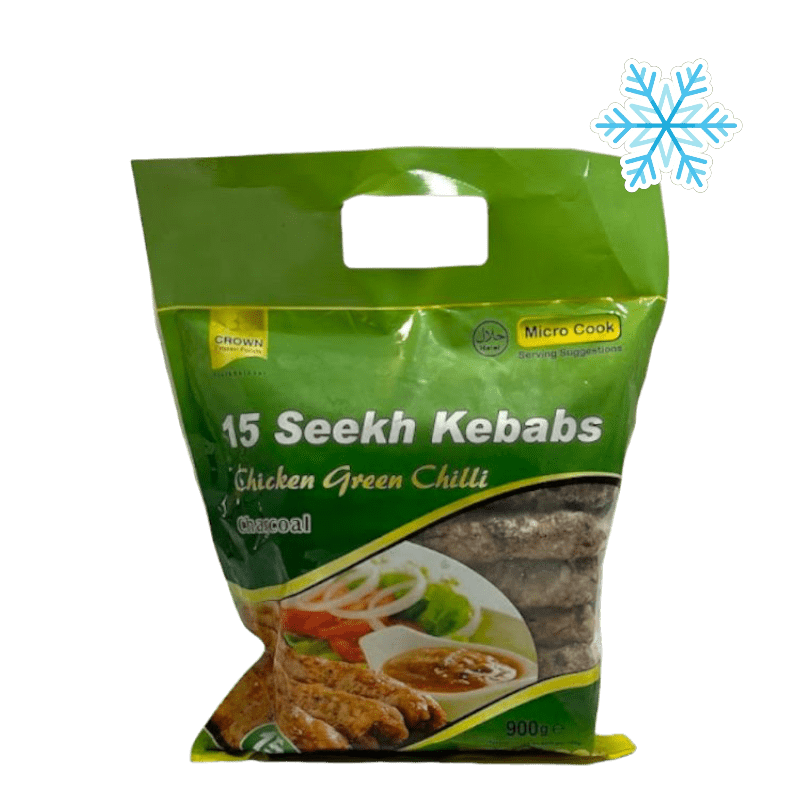 Crown 900g (Frozen) Seekh Kebab Chicken Green Chili 15 Pieces