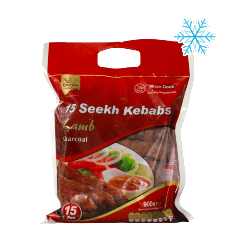 Crown 900g (Frozen) Seekh Kebab Lamb Charcoal 15 Pieces Halal