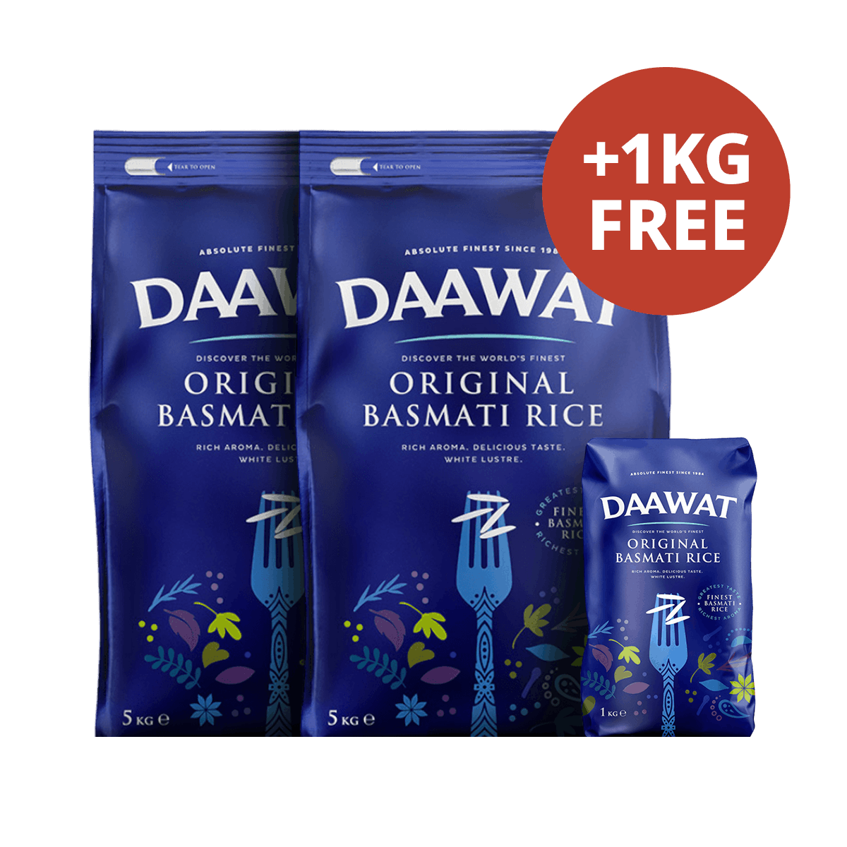 Daawat - 10kg (2x5kg) +1kg Free Original Basmati Rice