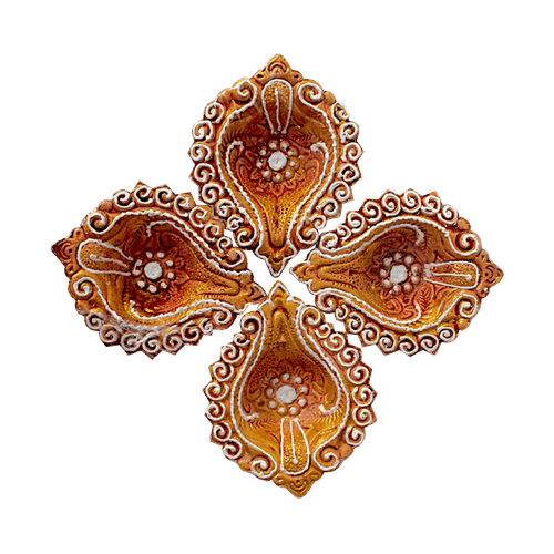 Fancy Diyas - Set of 4 (Antique Golden Pearl)