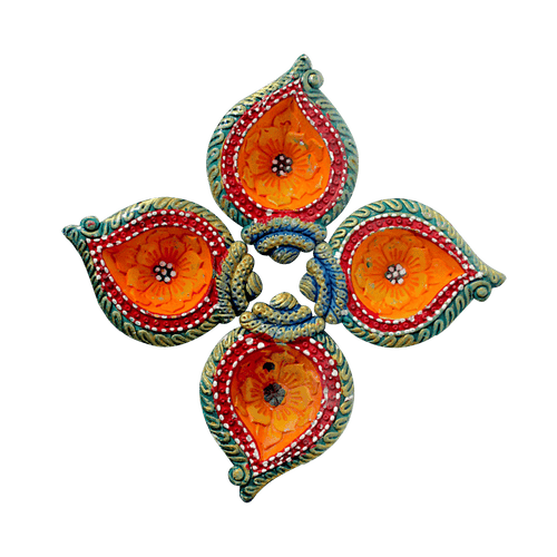 Fancy Diyas - Set of 4 (Amber Fire Spark)