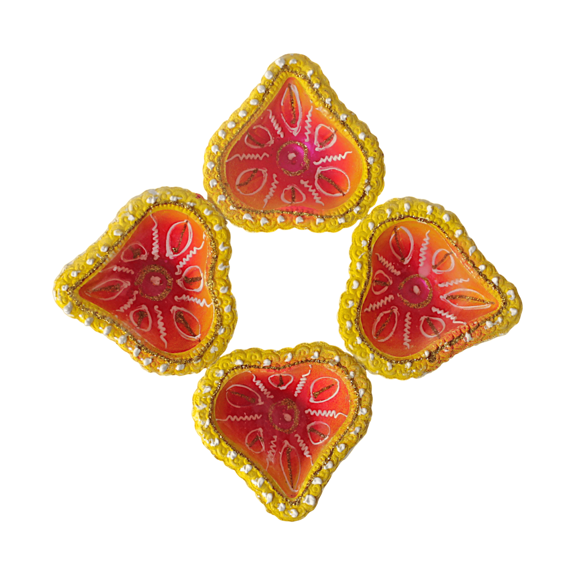 Fancy Diyas - Set of 4 (Golden Magenta Shine)