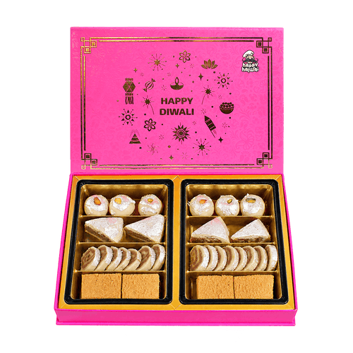 Happy Halwai - 700g Geschenkbox mit Gemischten Indischen Süßigkeiten