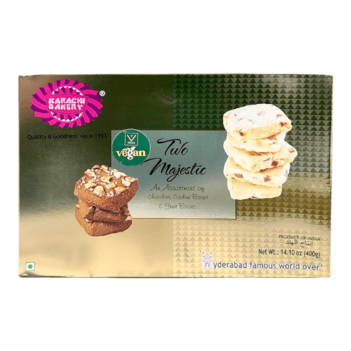 Karachi Bakery - (Best Before 31/12/2025) 400g Vegan Two Majestic (Chocolate Cashew & Fruit Biscuits)
