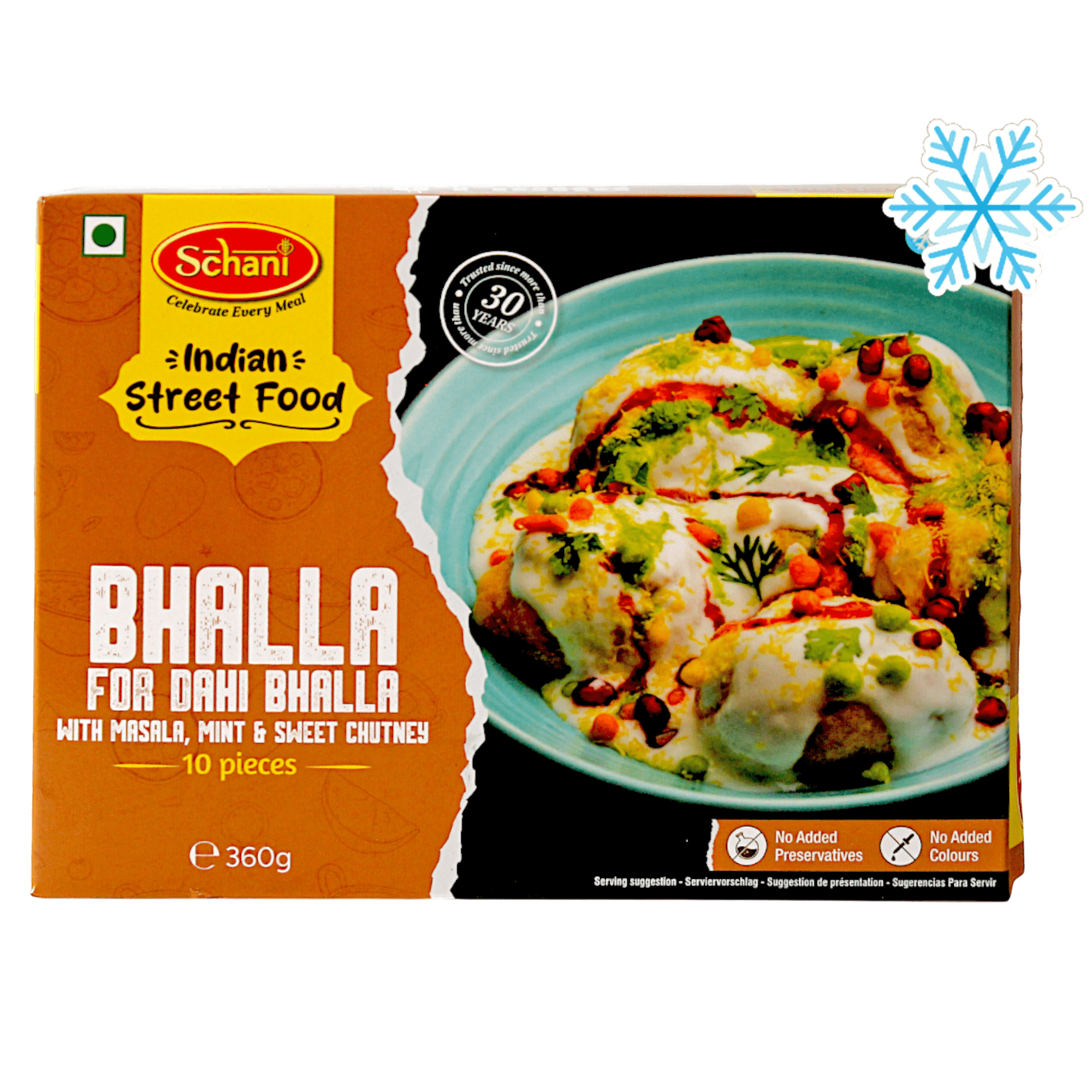 Schani - 360g (Frozen) Dahi Bhalla (with Masala, mint & sweet chutney) 10 pieces