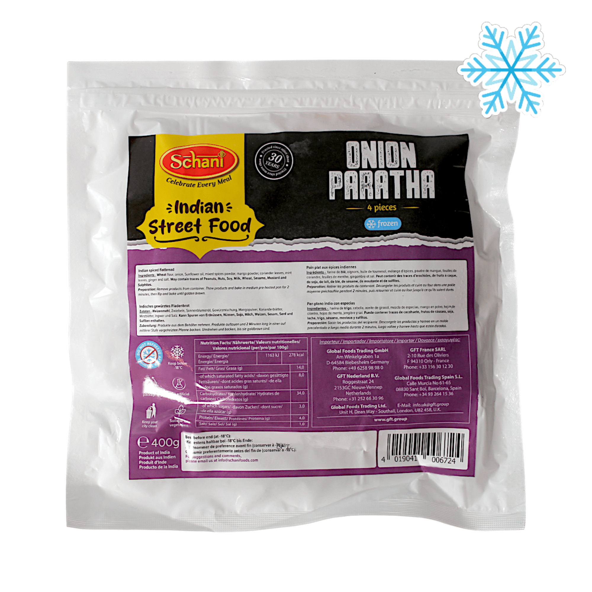 Schani - 400g (Frozen) Onion Paratha 4 pieces