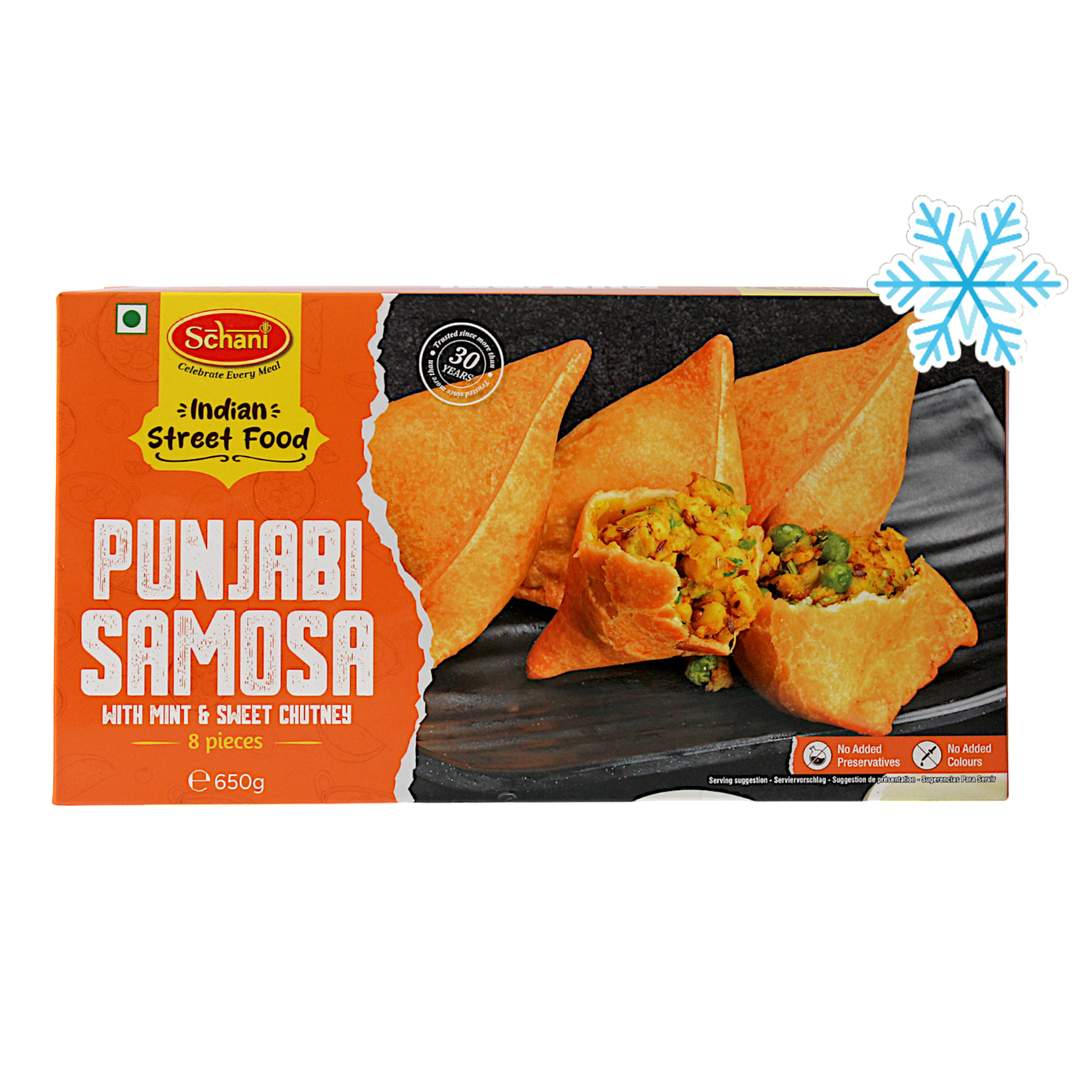 Schani - 650g (Frozen) Punjabi Samosa (with Mint & Sweet Chutney) 8 pieces