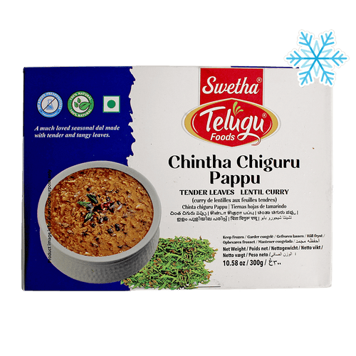 Swetha Telugu - 300g (Gefroren) Chintha Chiguru Pappu (Linsencurry mit zarten Tamarindenblättern)