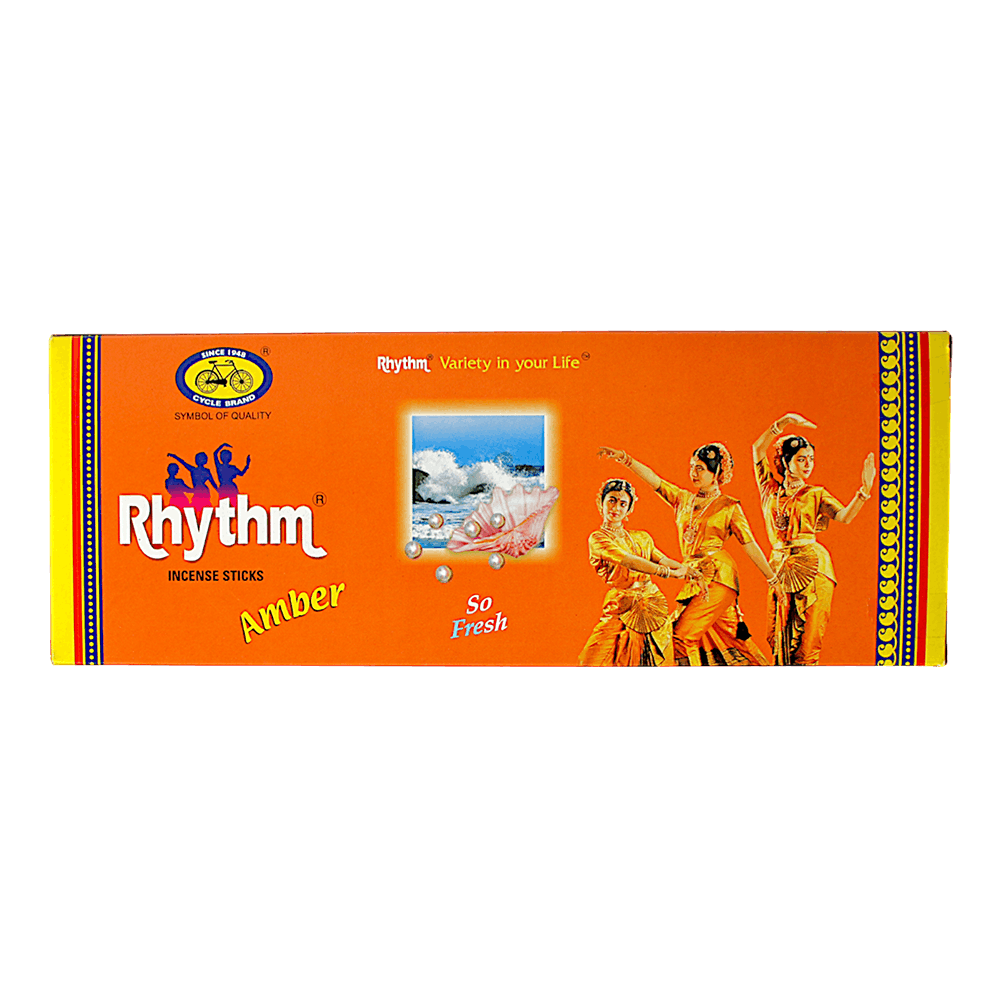 Agarbatti - 6er Pack Rhythm Räucherstäbchen Amber (je 25 Stäbchen pro Packung)