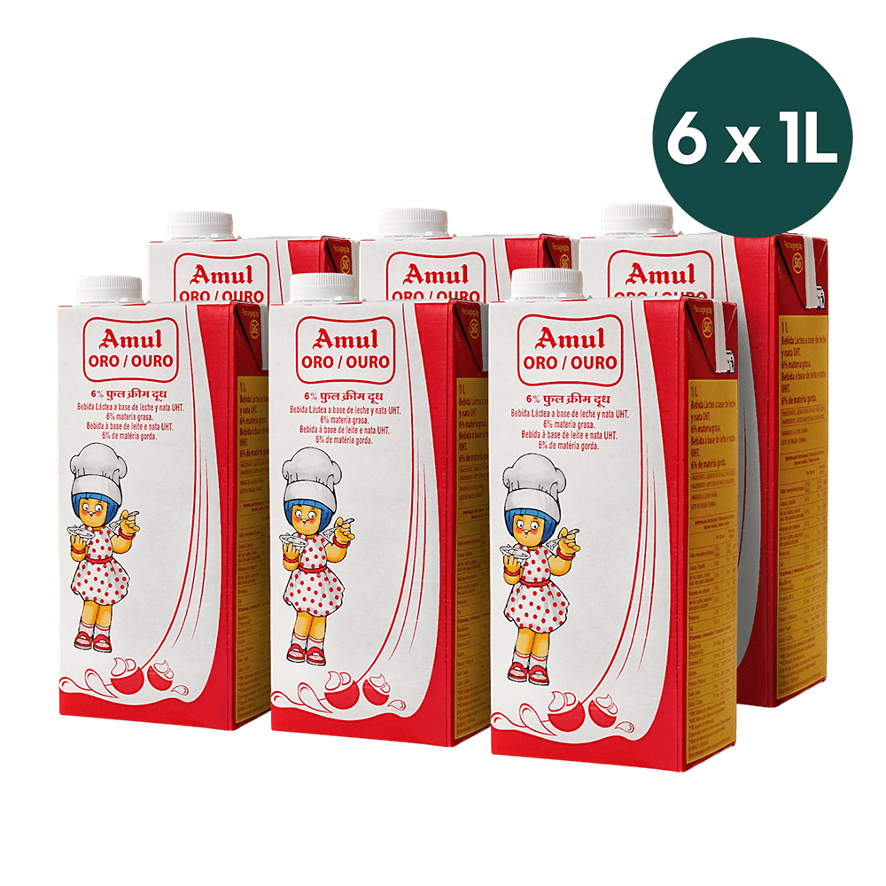 Amul - 6l (6 x1l) Gold Milk Full Cream (Fat 6%)