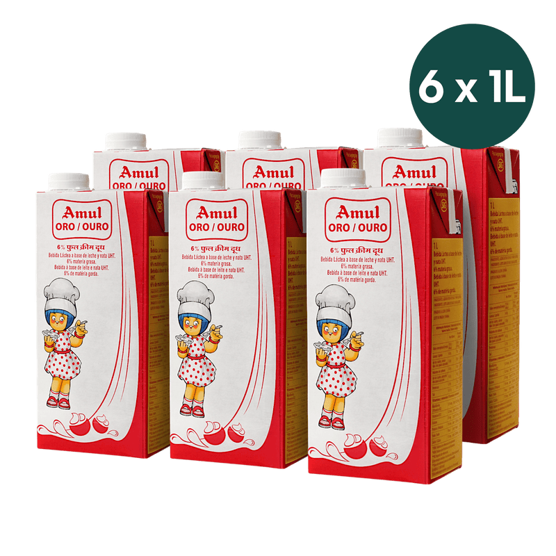 Amul - 6l (6 x1l) (Best Before 13/12/2025) Gold Milk Full Cream (Fat 6%)