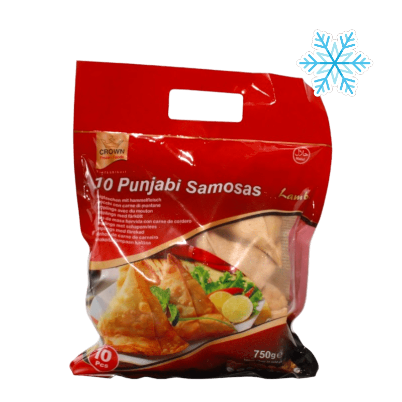 Crown - (Best Before 06/11/26) 750g (Frozen) Punjabi Samosas Lamb 10 Pieces Halal