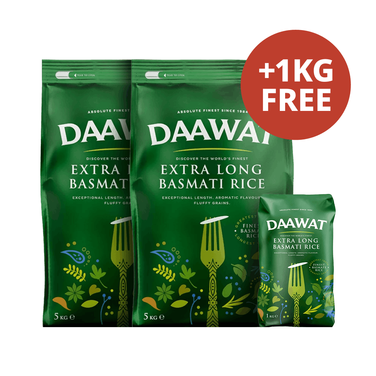 Daawat - 10kg (2x5kg) +1kg Free Basmati Rice Extra Long