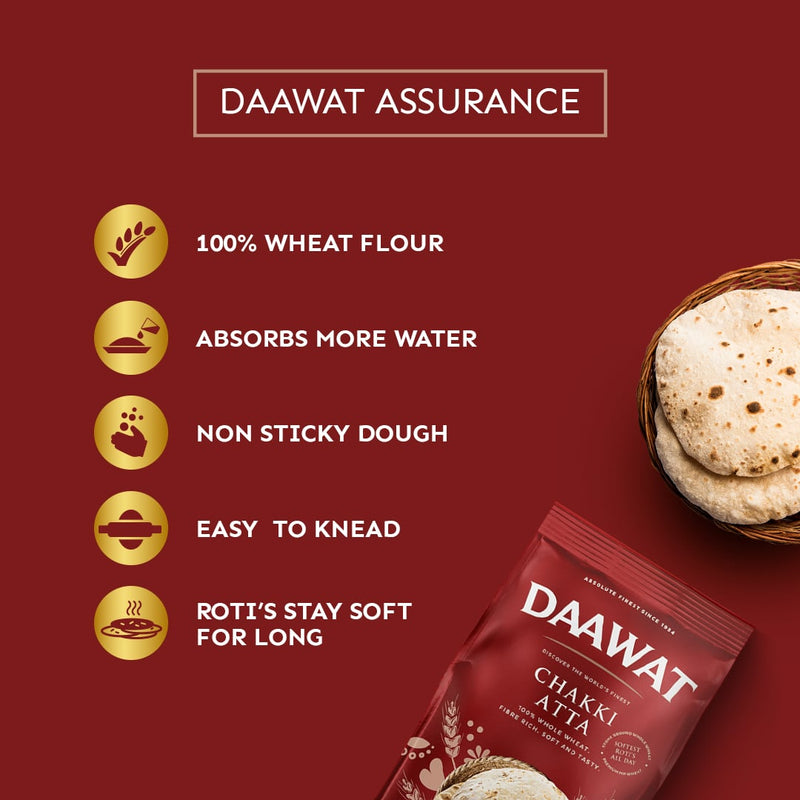 Daawat - 20kg Chakki Atta (Whole Wheat Flour) (2 x 10kg Bundle) BBD September 2026