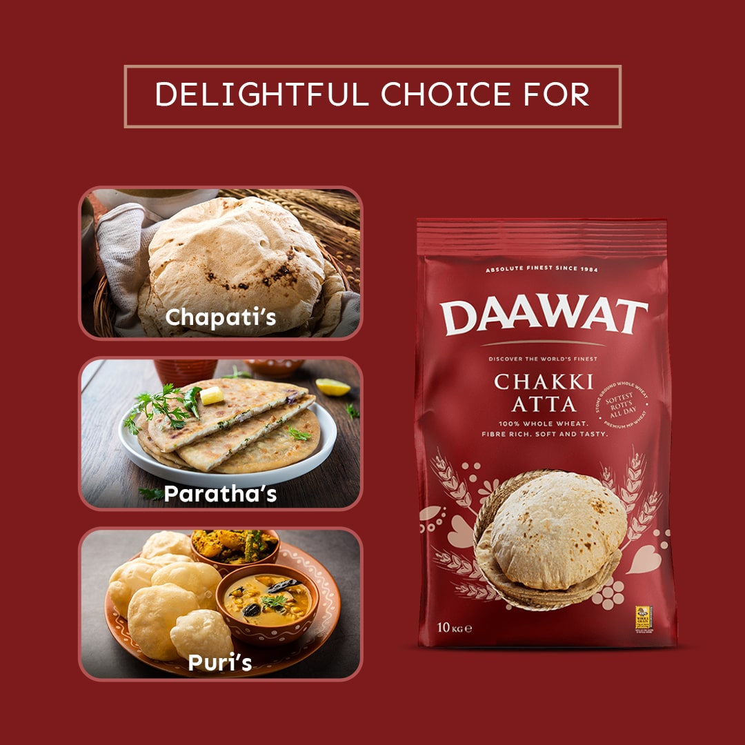 Daawat - 20kg Chakki Atta (Whole Wheat Flour) (2 x 10kg Bundle) BBD September 2026