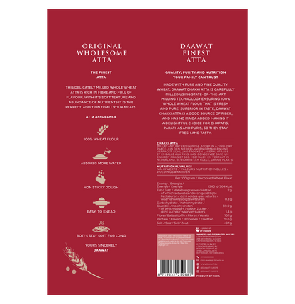 Daawat - 20kg Chakki Atta (Whole Wheat Flour) (2 x 10kg Bundle) BBD September 2026
