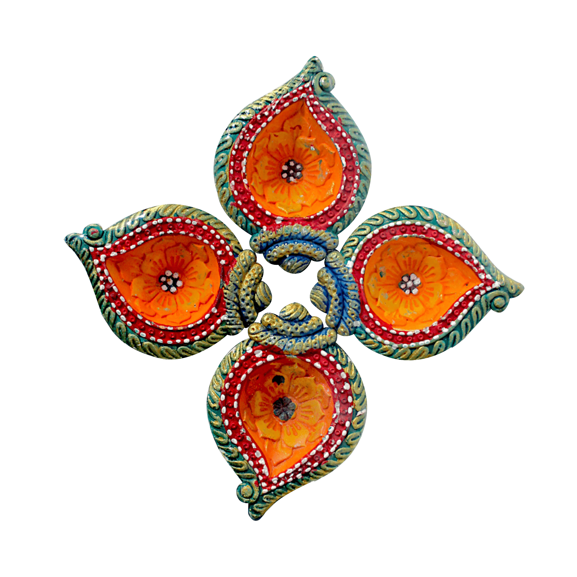 Fancy Diyas - Set of 4 (Amber Fire Spark)
