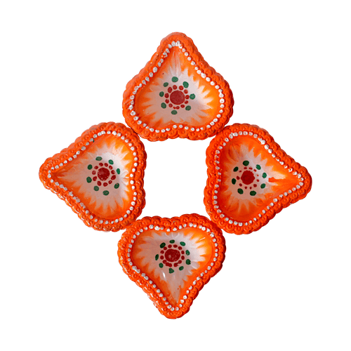 Fancy Diyas - Set of 4 (Fiery Orange Glow)