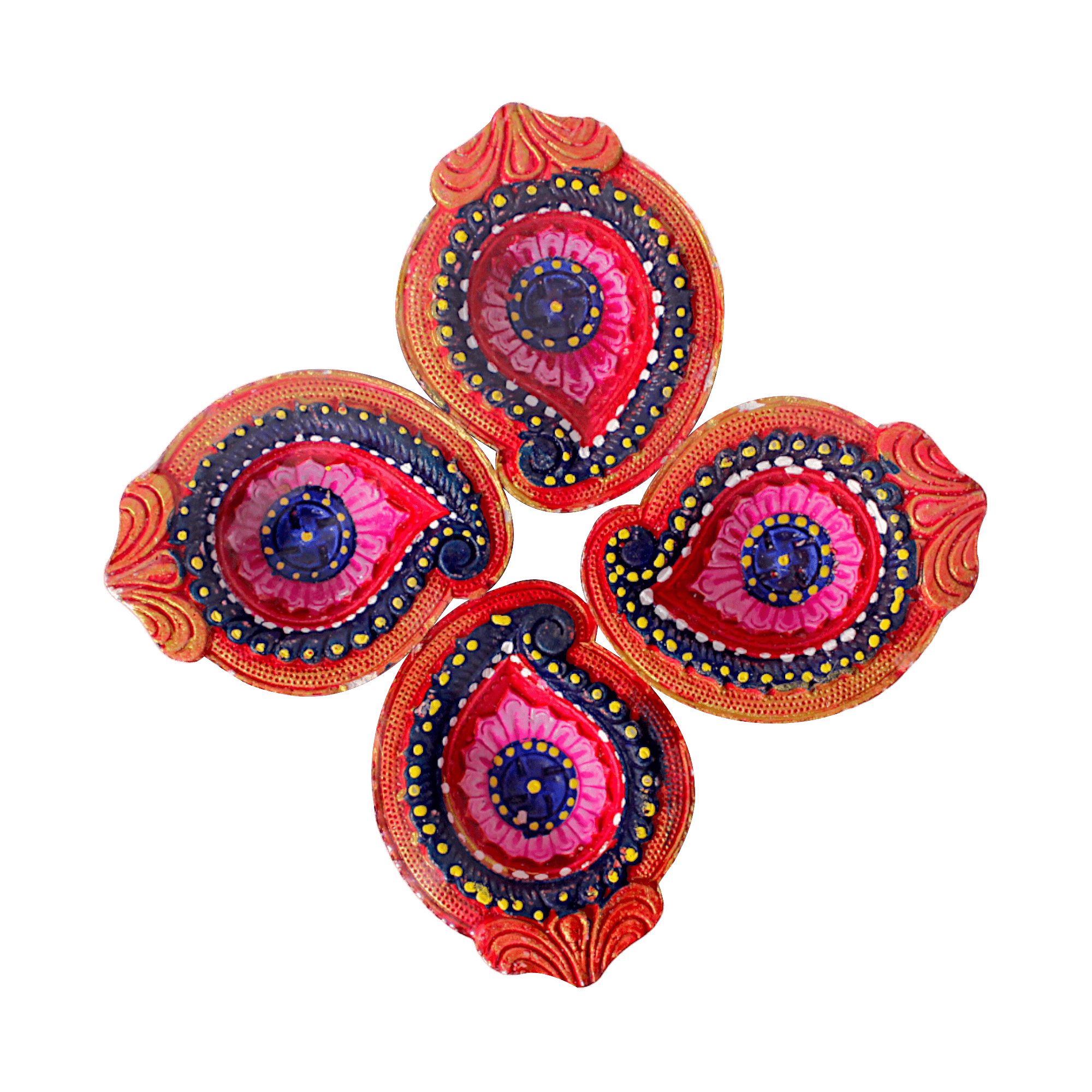 Fancy Diyas - Set of 4 (Royal Pink &amp; Black)