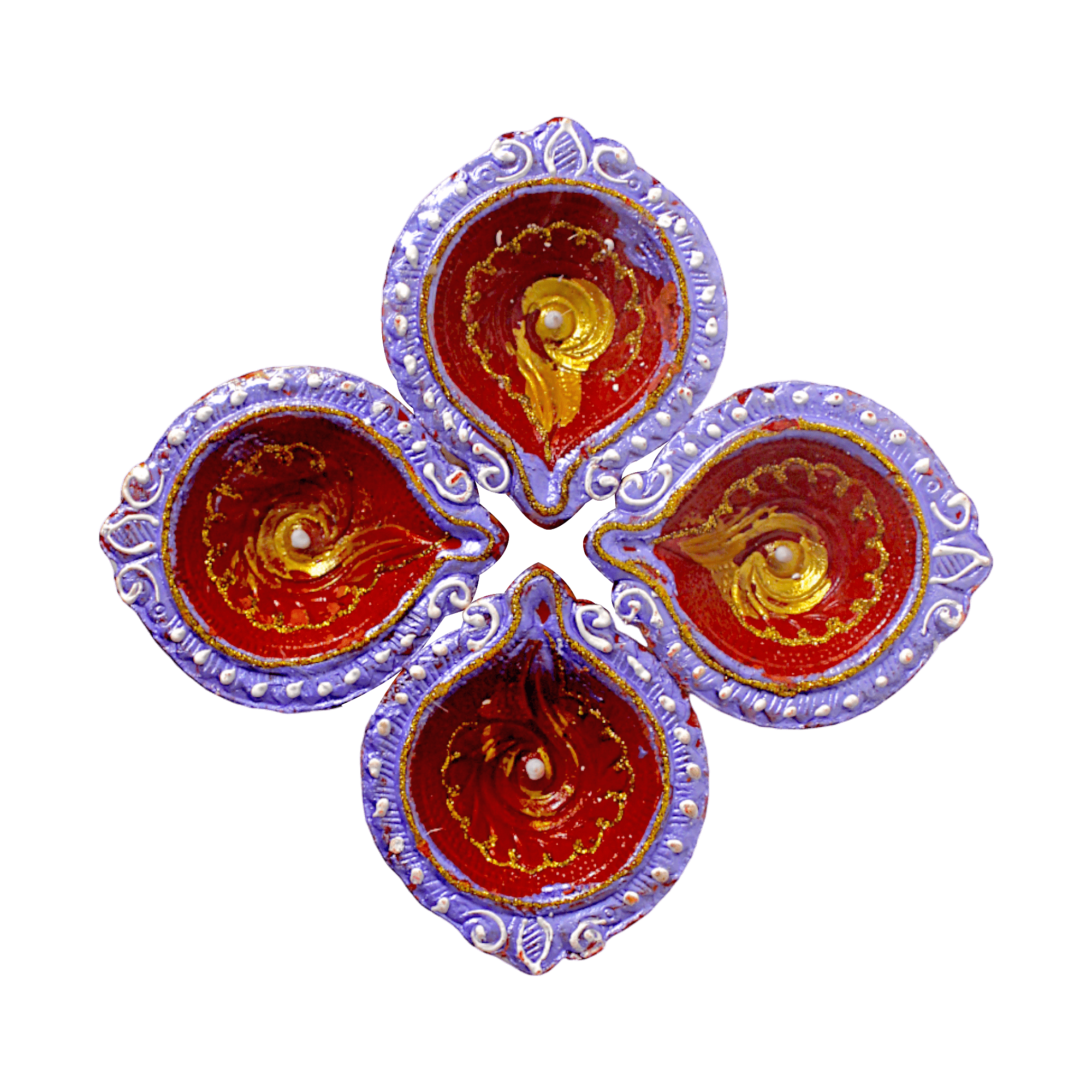 Fancy Diyas - Set of 4 (Mystic Purple &amp; Gold)