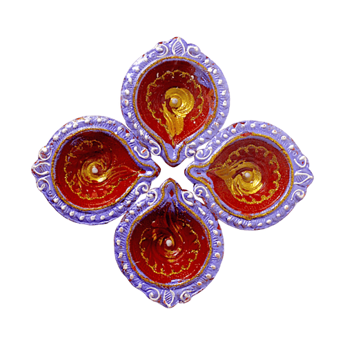 Fancy Diyas - Set of 4 (Mystic Purple & Gold)