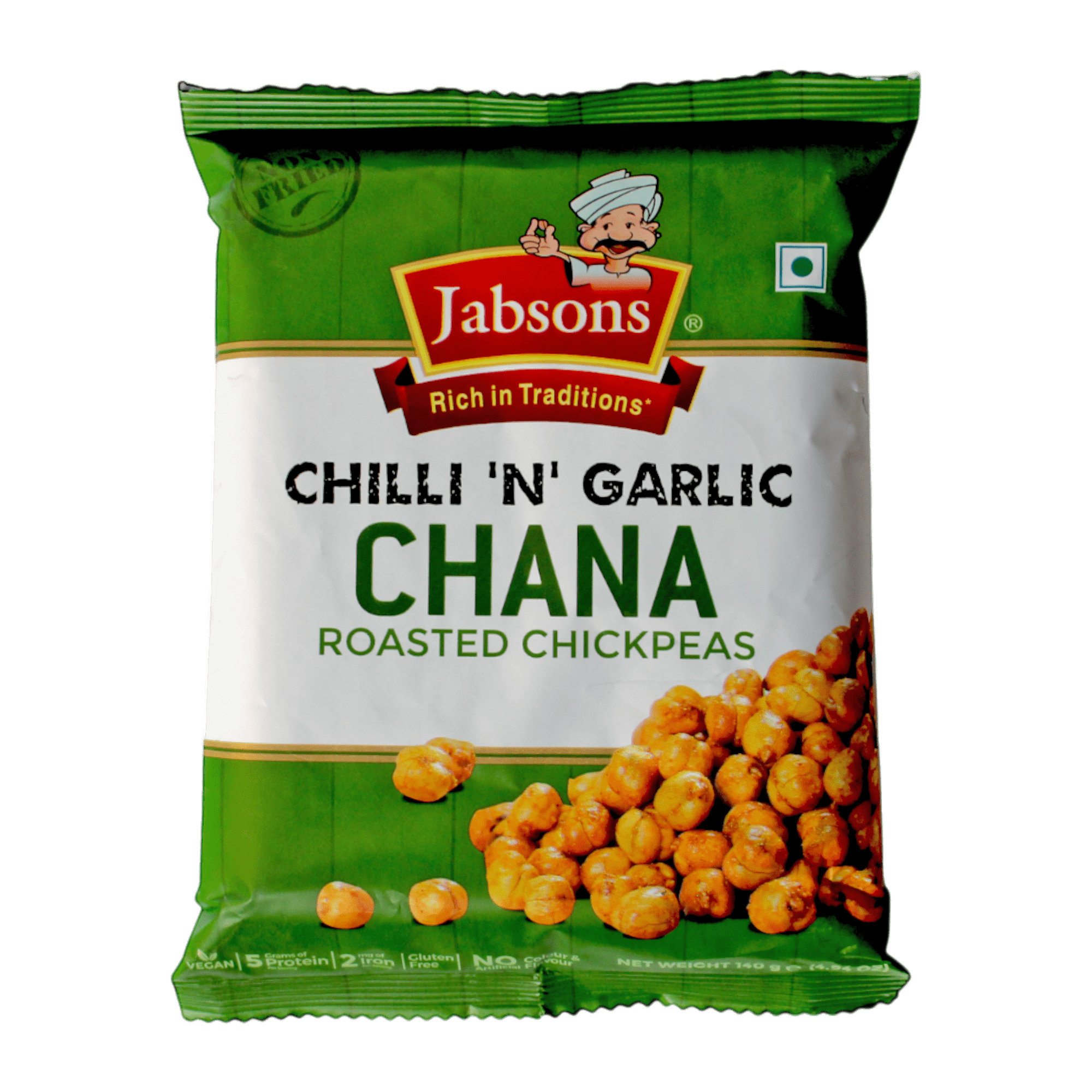 Jabsons - 140g Chili &amp; Knoblauch Chana (Geröstete Kichererbsen)