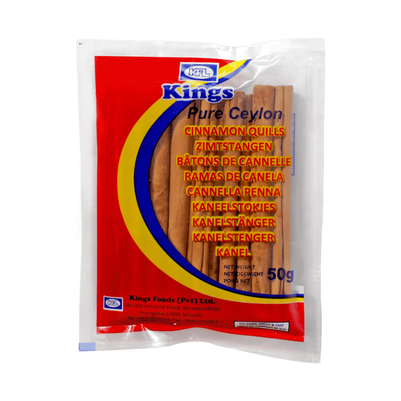 Kings - (Best Before 25/06/26) 50g Pure Ceylon (Cinnamon Quills)