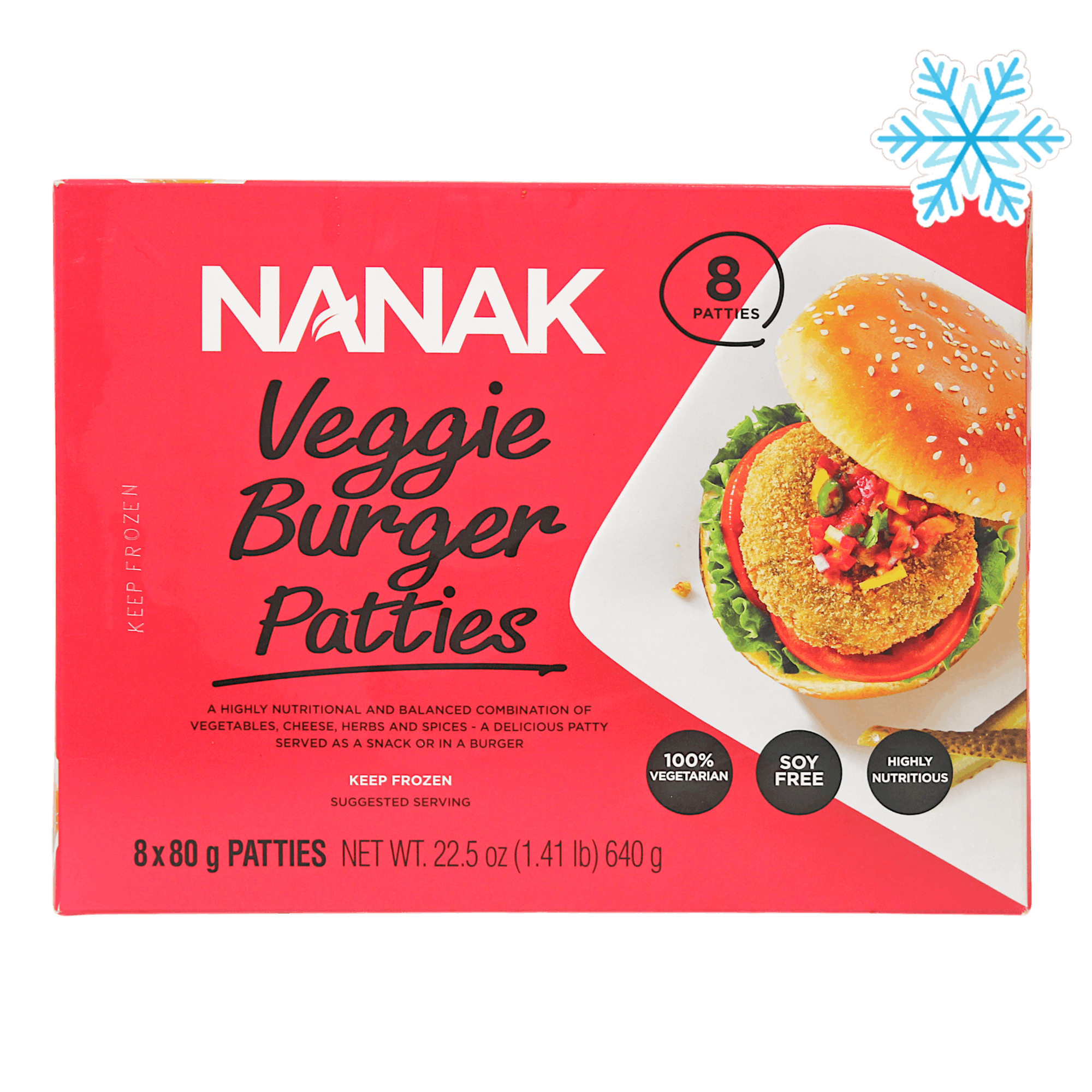 Nanak - 640g (Frozen) Burger Veggie Patties (8 Pieces)