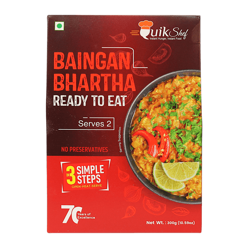 QuikShef - (Best Before 01/10/26) 300g Baingan Bharta RTE (Serves 2)