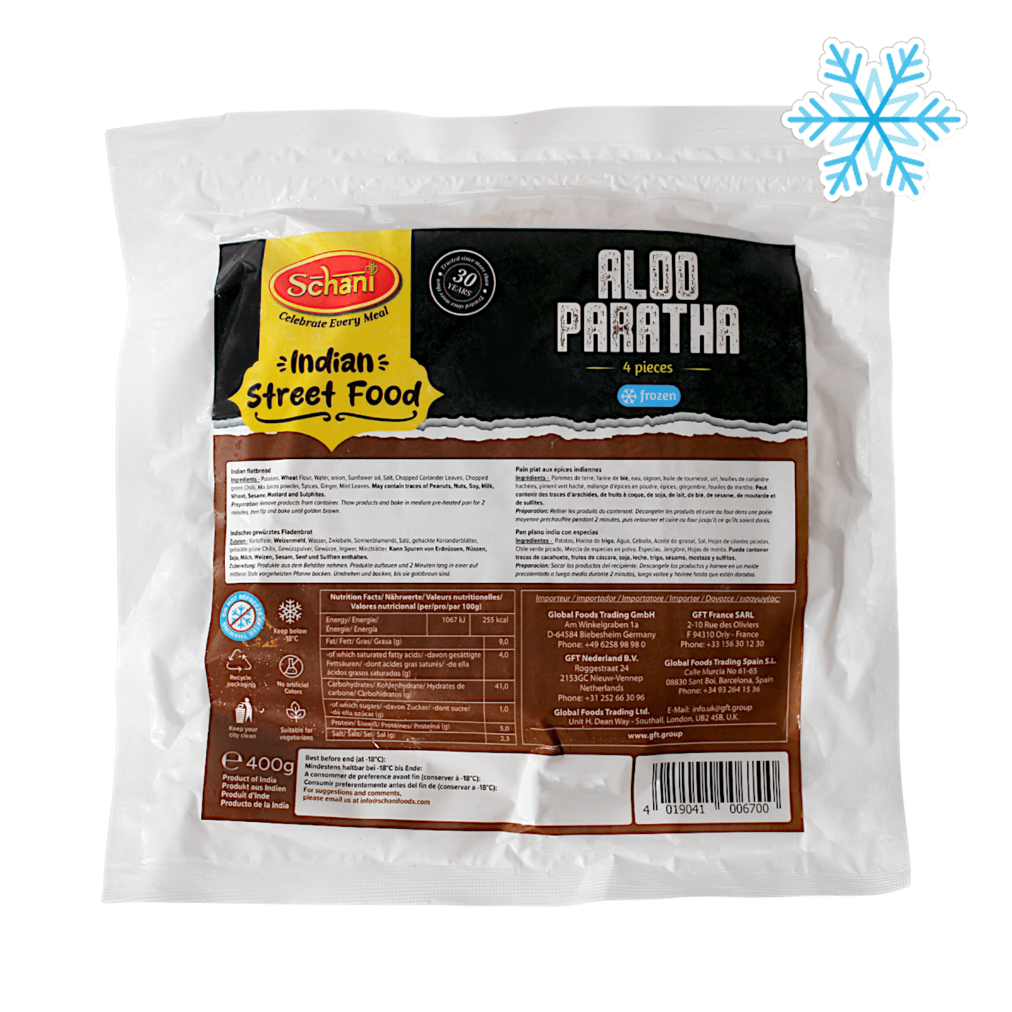 Schani - 400g (Frozen) Aloo Paratha 4 pieces