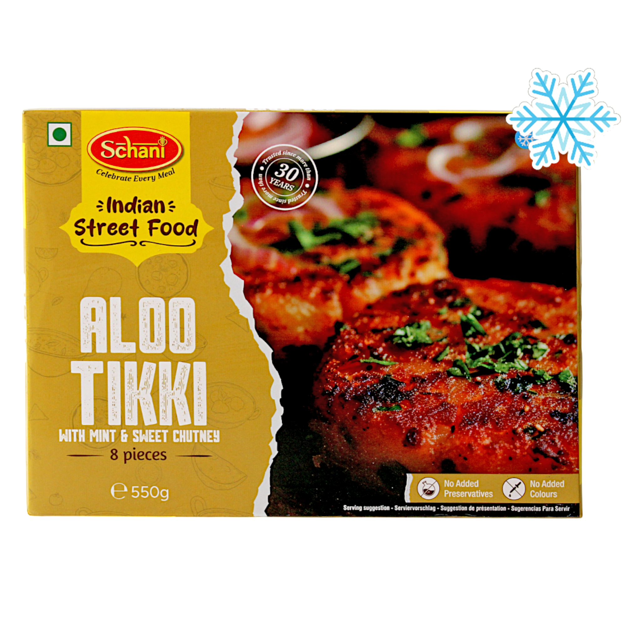 Schani - 550g (Frozen) Aloo Tikki (with Mint &amp; Sweet Chutney) 8 pieces