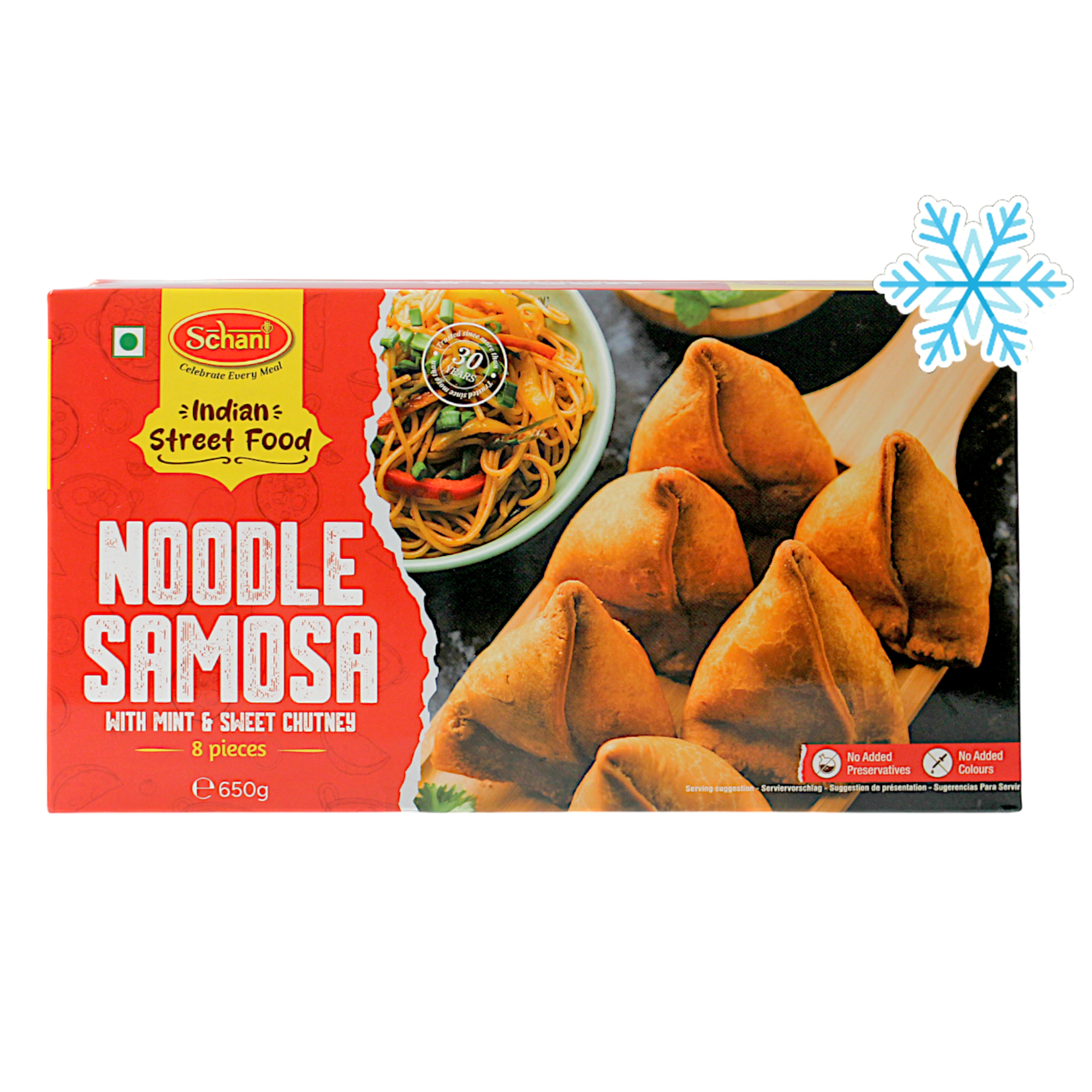 Schani - 650g (Frozen) Noodle Samosa (with Mint &amp; Sweet Chutney) 8 pieces