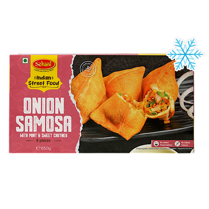 Schani - 650g (Frozen) Onion Samosa (with Mint &amp; Sweet Chutney) 8 pieces