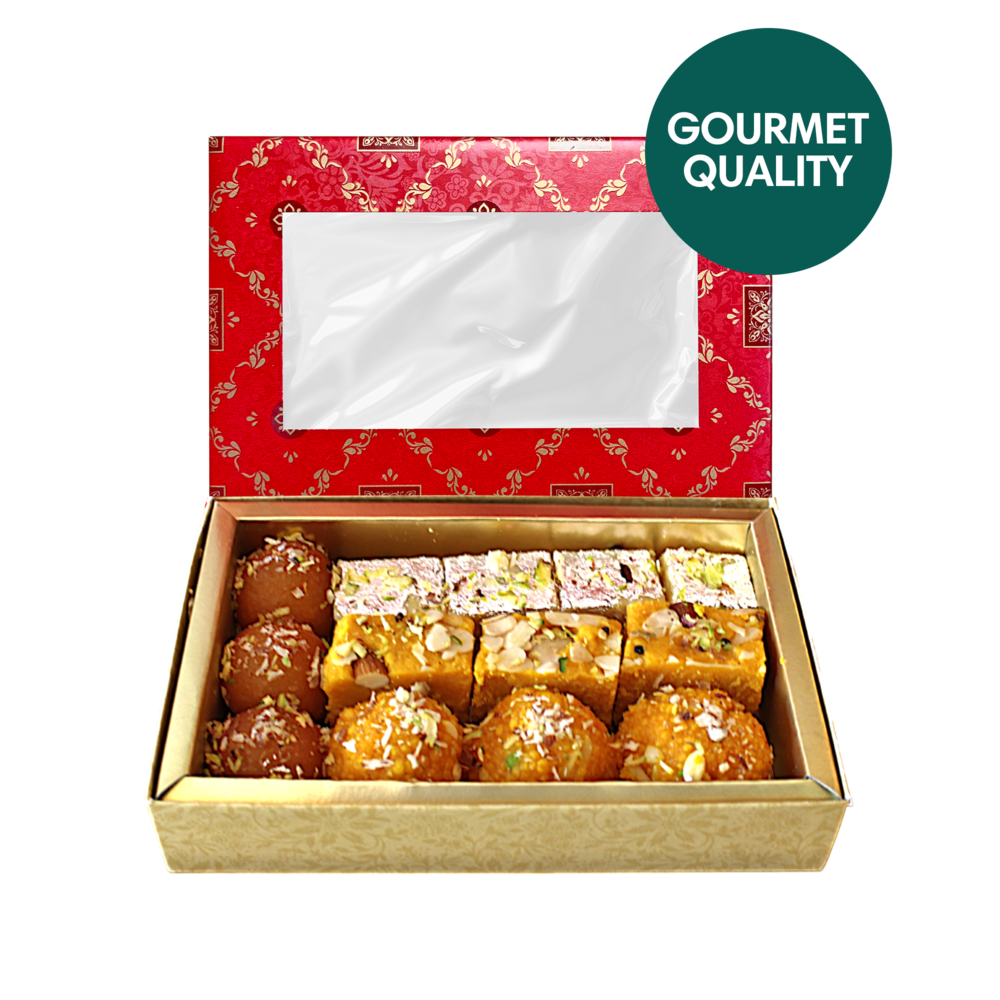Handgemacht &amp; Frisch - 500g Süßigkeiten Diwali Geschenkbox Rot