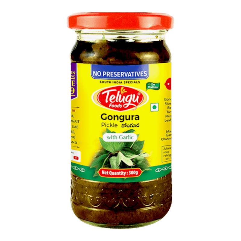 Telugu - (Best Before 10/10/26) 300g Gongura Pickle with Garlic