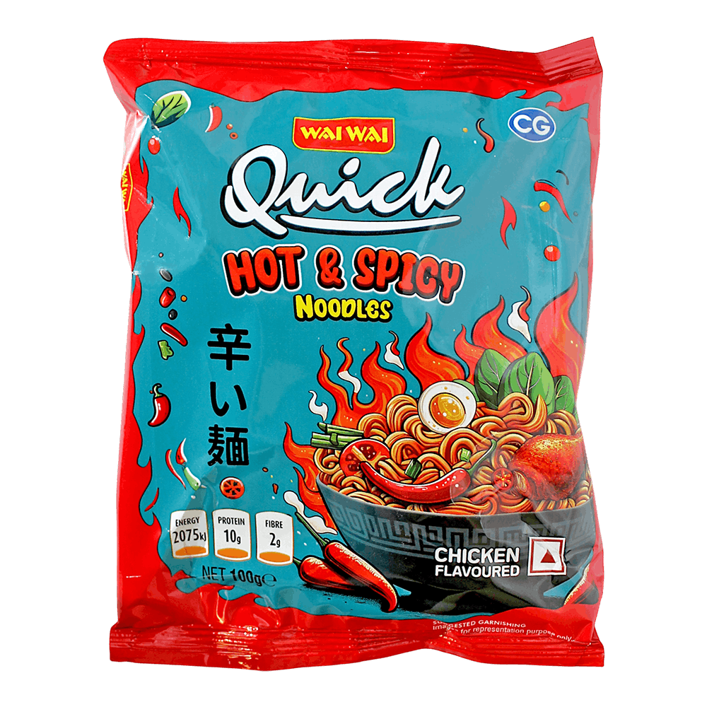 Wai Wai - 100g Quick Hot &amp; Spicy Noodles (Chicken Flavor)