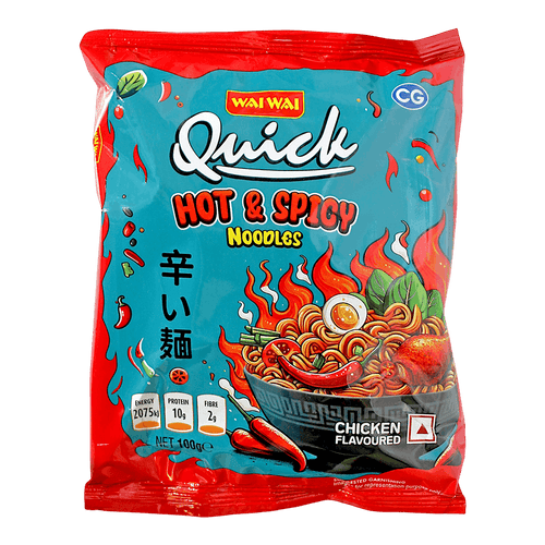 Wai Wai - 100g Quick Hot & Spicy Nudeln (Hühnergeschmack)